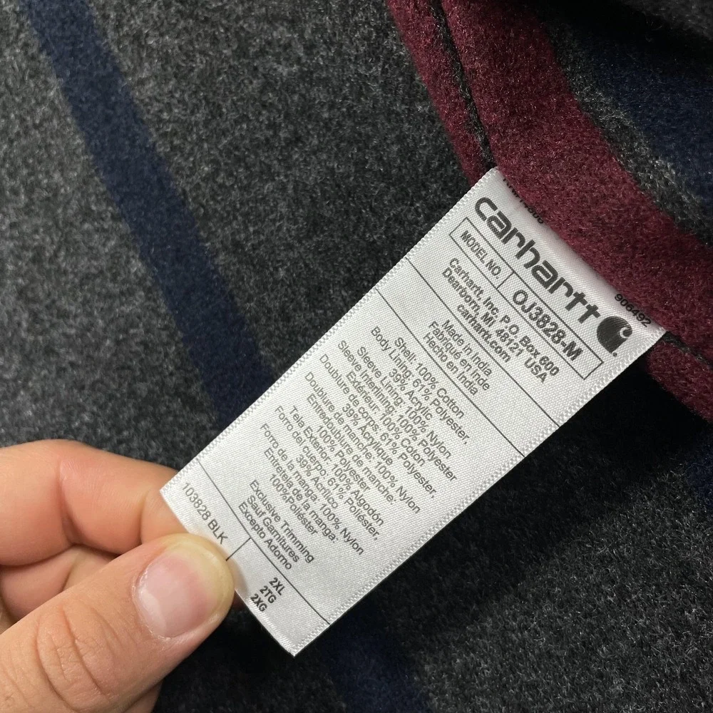 Carhartt Jacket Mens 2XL Black Blanket Lined Ames Detroit Bomber Workwear Logo